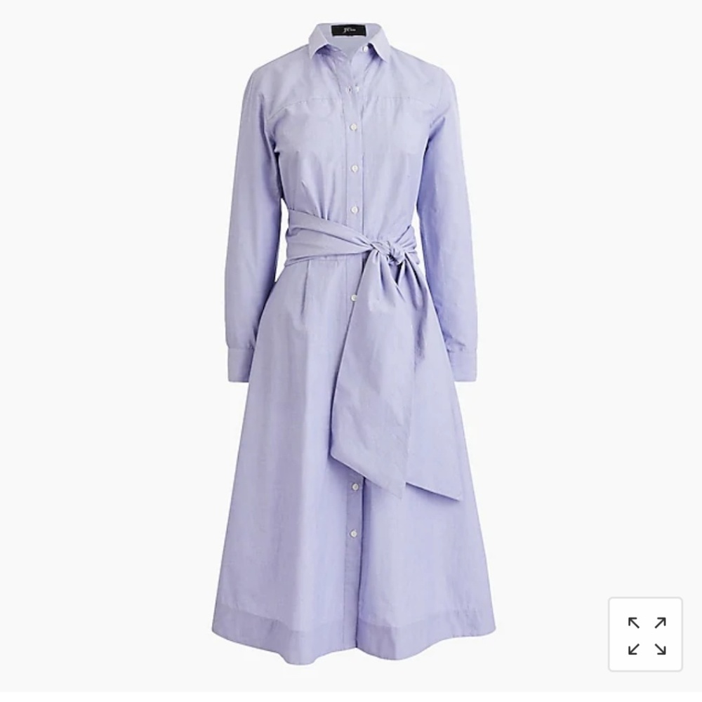 J.Crew Tie-waist shirtdress blue cotton